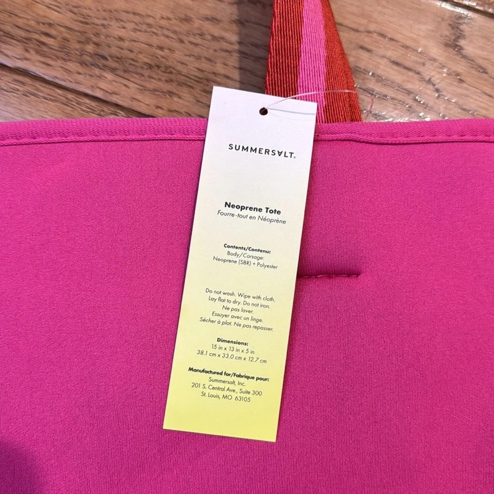 Summersalt Neoprene Beach Tote in Pink/Red NWT